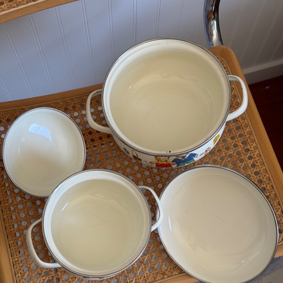 Teddy Bear Enamel Pots with Lids - Picture 3 of 7